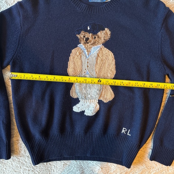 Polo Ralph Lauren Navy Bear Sweater Jumper M - Picture 3 of 4